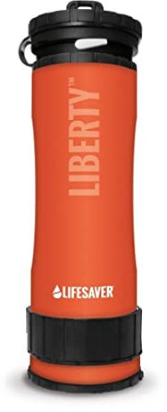 LifeSaver Liberty | Water Filter Bottle - 400ml Small Water Bottle & Water Purifier for Travel & Hiking, Lightweight Design, Removes 99.99% of Viruses, Bacteria & Cysts, Purifies 2000L (Orange)
