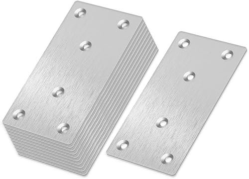 HXJDAM 6 placas perforadas de metal, conector plano de acero inoxidable, conector de madera de metal (100 x 50 x 2 mm), chapa de conexión, chapa perforada, placa perforada, conector de metal, placas