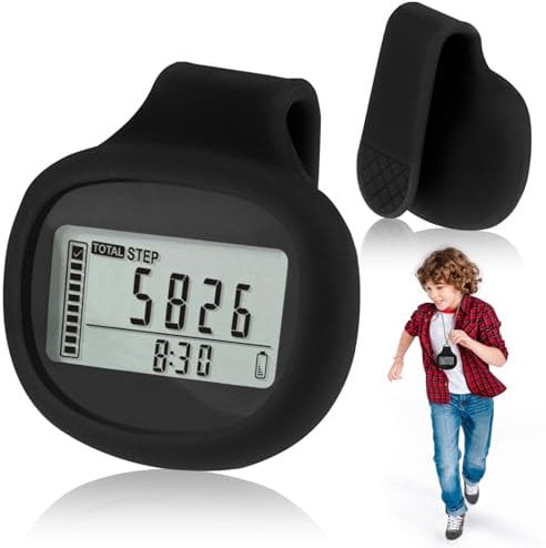RANJIMA 3D Schrittzähler mit Clip, Mini Schrittzähler, Tragbarer Sport-Schrittzähler, Genauer Schrittzähler Zum Gehen, Ohne Bluetooth/App Einfache Schrittzähler für Joggen Wandern Laufen Gehen Sport