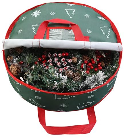 YiYa Weihnachtskranz Aufbewahrungstaschen Girland Aufbewahrungstasche mit Doppelreißverschluss Weihnachts-Hängekranz für Weihnachtsdekorationen Kränze9(Grün)