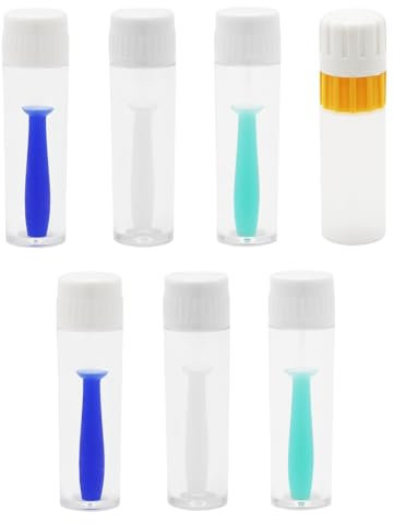 AMANDELIZABE 6 ventose per lenti a contatto, ausilio per lenti morbide, rimozione lenti, semplice contenitore per lenti a contatto in silicone per lenti morbide e dure (blu, verde, trasparente, bianco