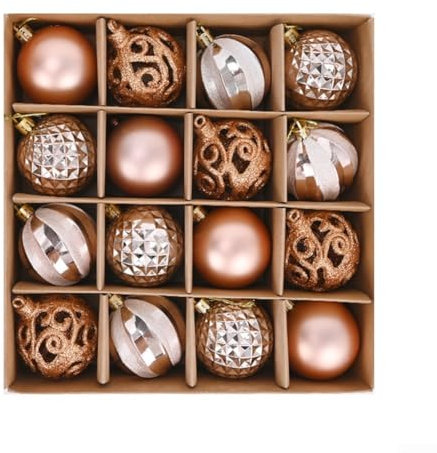 Lot de 16 boules décoratives or rose pour sapin de Noël, mariages et occasions spéciales