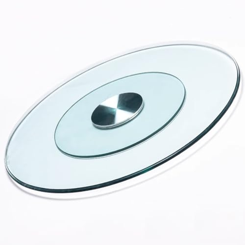 TT-YEC Round Rotatable Dinner Plate, 24 Inch Tempered Glass Turntable, 10Mm Thick Non-Slip Lazy Susan Kitchen Turntable with Duck Tongue Edge, Restaurant Turntable,Diameter 90Cm