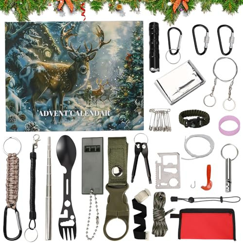 Adventskalender 2024 Für Männer, Werkzeug Adventskalender 2024, Adventskalender 2024 Männer Survival Kit, Survival Tools Adventskalender Für Erwachsene Teenager,Männer (B)