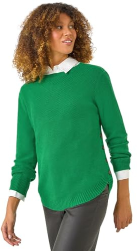Roman Women Ribbed Jumper for Women UK Ladies Curved Hem Sweater Stitch Detail Pullover Chunky Knitwear Knit Winter Autumn Textured Oversized Soft Cosy Comfy