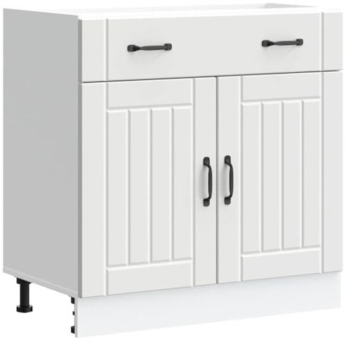 vidaXL Base da Cucina Lucca Bianco in Legno Multistrato, Mobile Base lavello, Mobile Base Cucina con cassetto, Mobile Base lavello