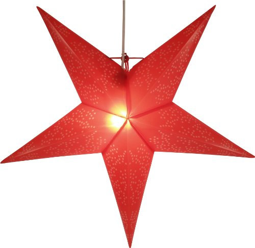 GURU SHOP Wetterfester LED Außenstern Kassandra, Weihnachtsstern, Leuchtstern 60 cm Incl. 7 m Kabel & LED Leuchtmittel - Rot, Plastik, Weihnachtsstern, Adventsstern