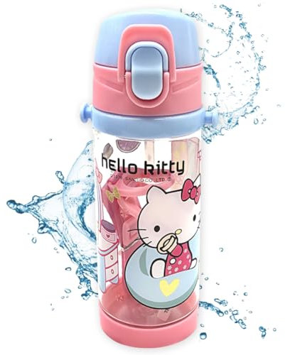 DKLQXCE Trinkflasche, Kinder-Wasserflasche mit Strohhalm, 500ml Trinkflasche Kunststoff Sport Wasserbecher Wasserflasche Schule Wiederverwendbare Wasserflasche Auslaufsicher