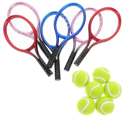 Happyyami 6satz Miniatur Tennis Racket Schlüsselanhänger Set Teiliges Zubehör Für Mini-puppenhäuser Sport-party-dekorationen Und Für Tennisliebhaber