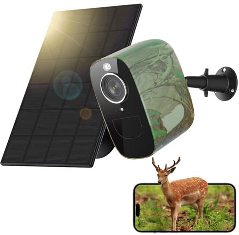 CCILAND 4G LTE Solar Wildkamera mit SIM Karte, 2K Überwachungskamera Aussen Akku mit Farbnachtsicht Kein WLAN, Wildtierkamera mit PIR Bewegungsmelder, 2-Weg-Audio, IP65