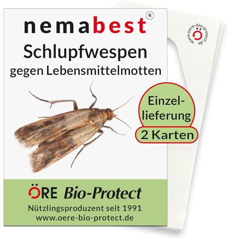 nemabest® Schlupfwespen gegen Lebensmittelmotten - 2 Karten à 1 Lieferung zur effektiven Bekämpfung - biologische Alternative zur Mottenfalle oder Pheromonfalle
