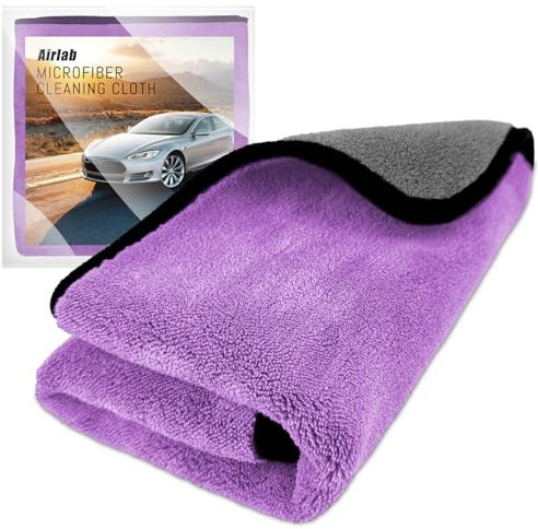 Airlab Toalla Secado Coche Extra Gruesa y Grande 90x60 cm XXL, Paños de Limpieza para Cuidado Exterior del Automóvil, Bayeta Microfibra de Doble Cara Super Absorbente y Sin Pelusa para Vehículos