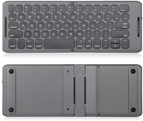 Genérico Teclado plegable inalámbrico portátil, compacto y fino, gris (B088)