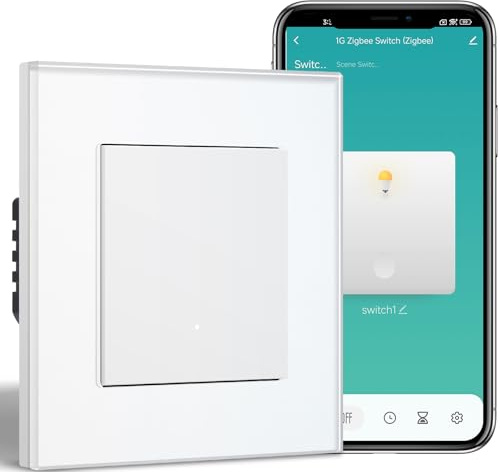 BSEEDLIFE Smart Lichtschalter Unterputz, Zigbee 1-Fach 1-Weg Schalter, Intelligente Wandschalter für Smart Home, Kompatibel mit Alexa, Google Home(über Tuya/Smart Life App), Weiß（86 * 86mm）