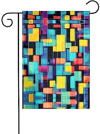 GGNKDL Stampa diagramma quadrato Bandiera da giardino decorazione cortile esterno adatto a tutte le stagioni 30,5 x 45,7 cm