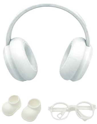 REWXXD Doll Headphones, Compatible with 17 cm Dolls, Available in Black, Red, White (White)