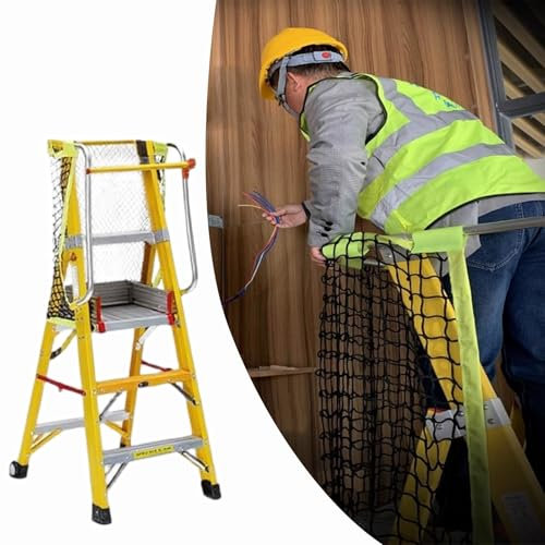ZIMGOD Escabeau Escabeau Pliant avec Plateforme de Travail et roulettes, Escalier Roulant Robuste en Fibre de Verre, Échafaudage Isolé pour Usines et Industries(3 Steps)