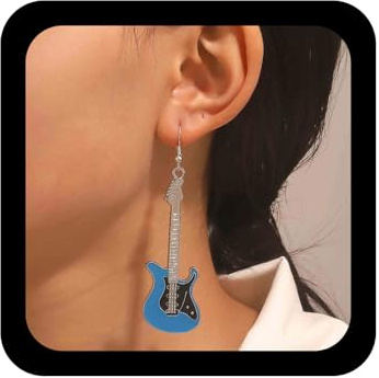 Enautoabs Punk Gitarre Ohrring Buckelgitarre Tropfenohrring Bass Gitarre Ohrringe Vintage Punk Musik Gitarren Ohrringe Schmuck Für Frauen