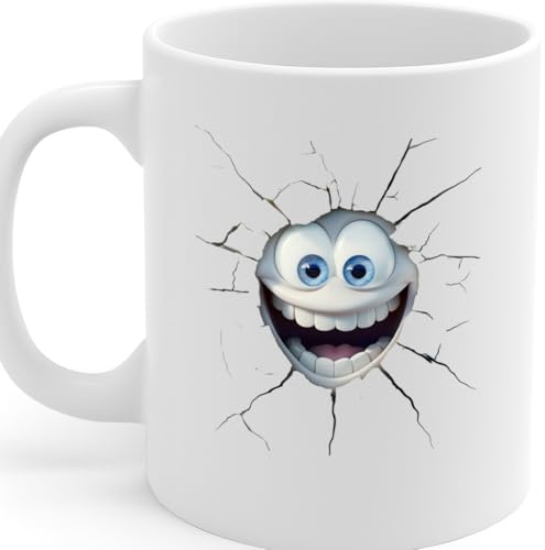 Coralgraph Inc Funny Cracked Wall Smiley Face Mug – 3D Illusion Cartoon Design – MG6639