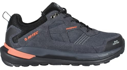 HI-TEC – Treckingschuhe Herren Rodera Low WP | Bergschuhe für Herren, Wandern | Trockene Füße Dank Wasserdichter Membran, Optimale Traktion, Bequem | Charcoal/Black/Orange Rust, 45