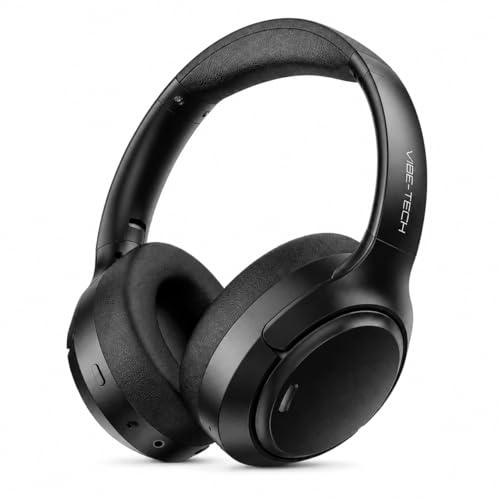 VIBE-TECH Wireless Headphones with 40mm Titanium Drivers, 70-Hour Playtime, Bluetooth 5.4, 5-Mic ENC Noise-Cancelling Calls, Lightweight Over-Ear Comfort, USB-C Fast Charging – Black