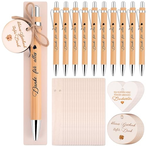 Meetory 20 Sets Dankeschön Geschenke - Kugelschreiber Dankeschön Danke für Alles Holz Kugelschreiber mit Anhänger/Seil/Holzbrett Abschiedsgeschenk für Lehrerin Kollegen Freund Erzieherin Ruhestand