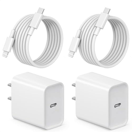Fast iPad Charger, 2-Pack Apple MFi Certified 6.6ft Lightning Cord Cable with 20W USB Wall Charger Block for iPad 9th/8th/7th/6th/5th Generation, iPad Air/Mini, iPhone