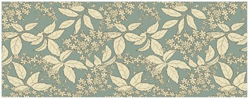 Wallario Küchenrückwand selbstklebend 115 x 50 cm, Motiv: Blätter und Blüten auf Grün | Spritzschutz abwischbar & pflegeleicht
