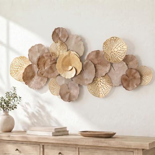 Blissio 3D Groß Wanddeko Wohnzimmer – Flexibel Aufhängbar | 130×64cm,mit Montagezubehör,für Sofa Hintergrundwand,Eingangsbereich Wanddeko Metall