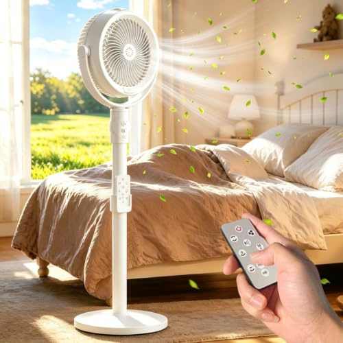 Ventilateur Brumisateur sur Pied Télécommande, Ventilateur Brumisateur d'Extérieur Portable Avec Télécommande sur Pied Oscillant à 4 Vitesses Avec Minuterie Et Système ，blanc