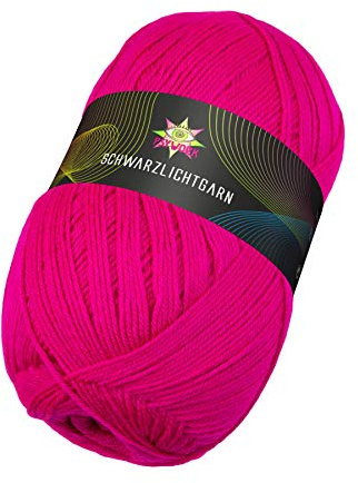 PSYWORK 400g Schwarzlicht Wolle Neon Pink