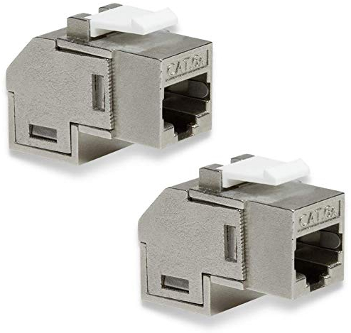 odedo 2x Keystone CAT 6A RJ45 Kupplung gewinkelt Netzwerk Verbinder 2x RJ 45 Buchse