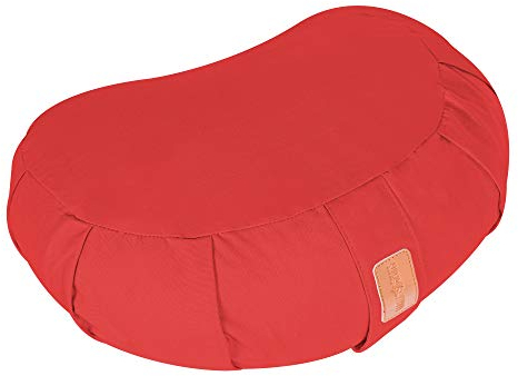 GORILLA SPORTS® Yoga-Kissen Halbmond Sitzhöhe 19 cm Rot – Meditationskissen mit waschbarem Baumwoll-Bezug und Bio-Dinkelfüllung