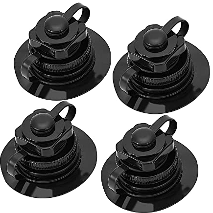 Yhuasia 4 Pieces Aufblasbare Luftventil, Schraubventil für Schlauchboot,Schlauchboot Ventil, Schraube Luftventil,für Ersetzen Ventil Und Schützen Schlauchboot Aufblasbaren Fischerbootes (Schwarz)