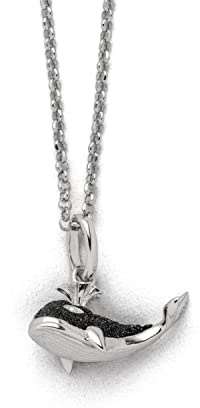 DUR Halskette Walfisch aus 925 Sterling Silber mit Lavasand veredelt, Blau/Silber, 42 cm, K2723