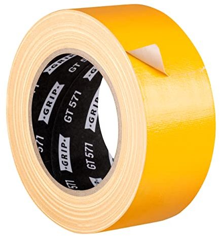 GRIP Eventbasics Gewebeband gelb (sonnengelb), 50 mm x 25 m, farbiges Gaffa Tape GT 571, sehr hohe Klebkraft, Profi Gewebeklebeband zum Markieren, Basteln, Reparieren uvm. im Innen- und Außenbereich