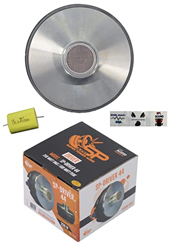 1 SP AUDIO SP DRIVER 44 driver a compressione 250 watt rms 500 watt max filettatura da 3,5 cm per trombe impedenza 4 ohm 110 db spl, 1 pezzo + condensatore e 3 sticker omaggio