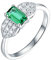 Ring Damen Smaragd, Ringe Verlobung Ringe 18 Karat (750) Weißgold 1Ct Grün Smaragd Form 0.3Ct Moissanit Größe 57 (18.1)