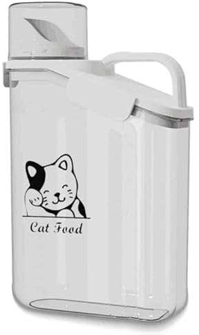Geyecete Almacenamiento de comida para gatos, 2800 ml, hermético, recipiente para comida para gatos, recipiente de comida con vaso medidor, recipiente de plástico transparente, recipiente portátil