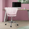ML-Design Chaise de Bureau en Velours, Rose Clair, Siège pour Maquillage Coiffeuse, Fauteuil avec Dossier Forme de Coquillage, Pivotante, Réglable en Hauteur, Assise Ergonomique, Chambre Salon Bureau