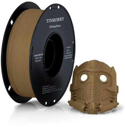 Kohlefaser PLA Filament 1.75mm, TINMORRY PLA-CF 3D Druck Filament, Kompatibel mit Bambu FDM 3D Drucker, 1 KG 1 Spule,Hellbraun
