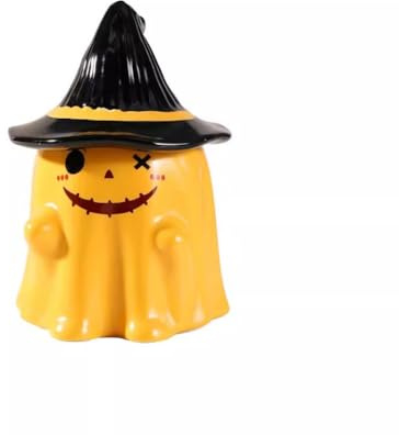 VollfitYYu Halloween Geist Tasse 450ml Keramik Geistertasse mit Deckel und Griff Kreative Kaffeetasse Geisterbecher Lustig Kaffeebecher Geschenkidee für Halloween Weihnachten (Orange)