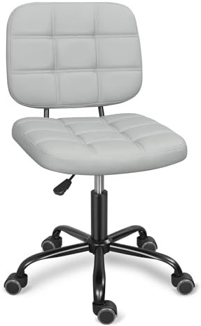 Leader Accessories Schreibtischstuhl höhenverstellbarer Bürostuhl ergonomischer Drehstuhl ohne Armlehnen Home Office Stuhl mit mittleren Rückenlehne Bürodrehstuhl Belastbarkeit bis 120KG Hellgrau