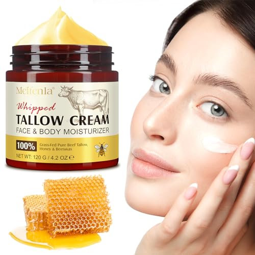 Beef Tallow Skincare - Beef Tallow Honey Balm,Beef Tallow Cream for Skin Care,Rindertalgbalsam zur Hautpflege,Tief nährende Pflege für Gesicht und Körper 120 g