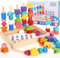Fizdoqg 3-in-1-Fädelspiel und Steckspiel, Montessori Spielzeug ab 3 4 5 Jahre, Holz Sortierspiel Stapelspiel für Kinder Fädelspielzeug Motorikspielzeug für Junge Mädchen Lernspiele Geschenk