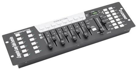 Xigner DMX Controller 192 Kanäle, 512 DJ Controller für DMX Lichtsteuerung | DMX-Lichtpult Bühnen Lampe Operator Ausrüstung für Party, DJ, Disco und Moving Head Licht Bühnenlampe(Schwarz)