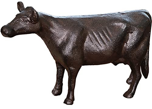 WIPPWER Vintage Cast Iron Cow Statue - Farm Animal Figurine Kitchen Décor Farmhouse Home Crafts Tabletop Ornament