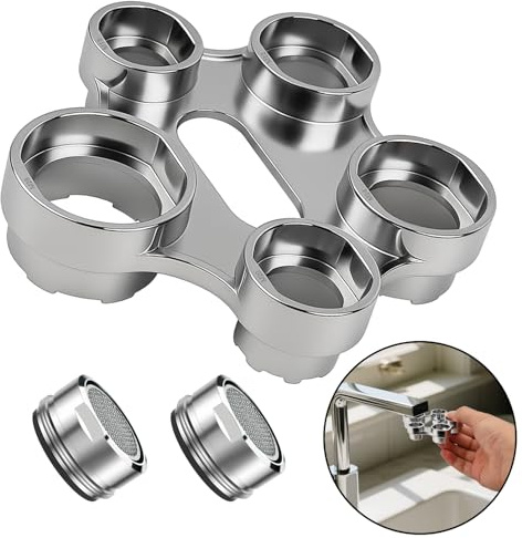 VLYX 10 in 1 Faucet Aerator Removal Tool - Universal Metal Wrench Key with 2PCS M24 Aerators for Replacing Faucet Mount Filters in Home Kitchen & Bathroom