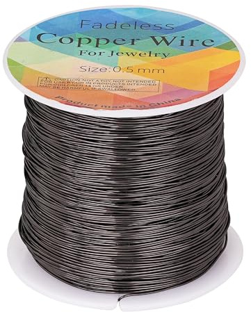 203 Feet Tarnish Resistant Copper Wires 24 Gauge/0.5mm | Gunmetal Jewelry Craft Wires Beading Wire for Jewelry Making, Wire Wrapping and Crafting