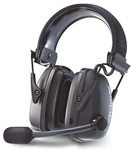 Howard Leight by Honeywell 1034510 Orejera estéreo con bloqueo de ruido con conector de entrada de audio, puerto de carga USB, micrófono Boom con manga de viento, negro, SNR 32 dB (1 pieza)